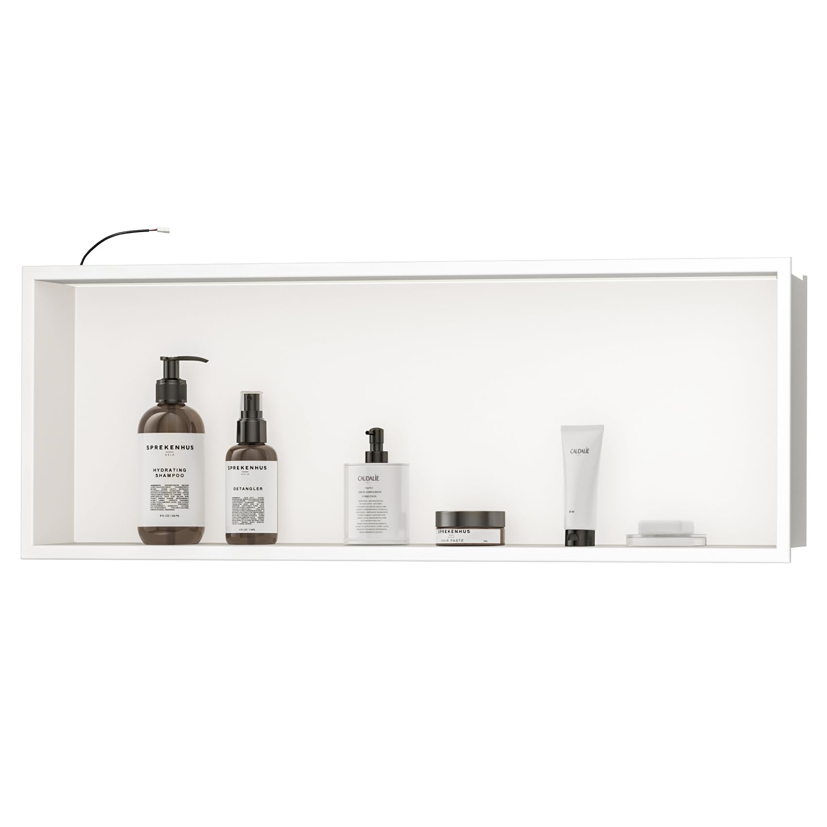 Neodrain Shower Niche, 36X12Inch, White Wall Niche Stainless Steel Wall Niche NO Tile Needed Recessed Niche Shower for Bathroom Storage with Non-dimmable Led Light