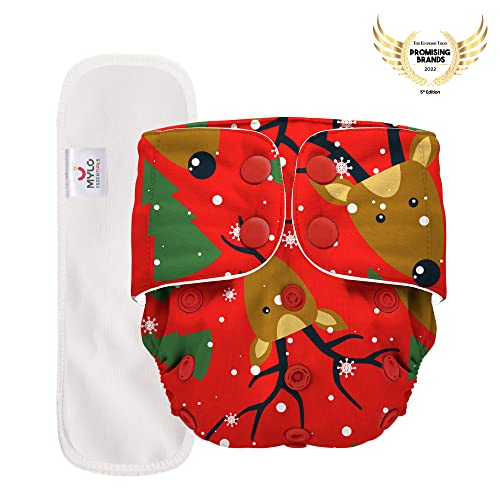 Image of Mylo Leak Proof Baby Cloth Diaper Combo (3 Diaper & 3 Inserts) for 3 Months to 3 Years Babies | Oeko Tex Certified Washable & Reusable Baby Cloth Diaper | Free Size-Cherry Blossom,Celebration&Pet Love
