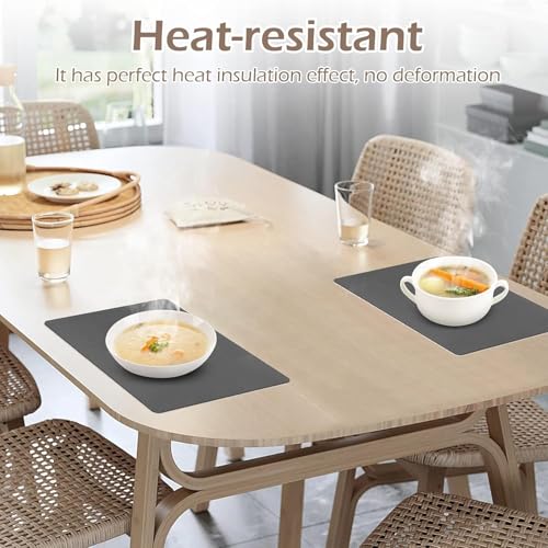 innislink Tischset Leder, 6er Platzsets Abwaschbar mit Untersetzer rutschfest Platzdeckchen Doppelseitigen Tischsets… – Ansicht 4