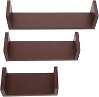 Vista 5 de Ochine Estantes flotantes para montar en la pared, estantes de almacenamiento de pared de madera rústica, estantes colgantes de exhibición modernos