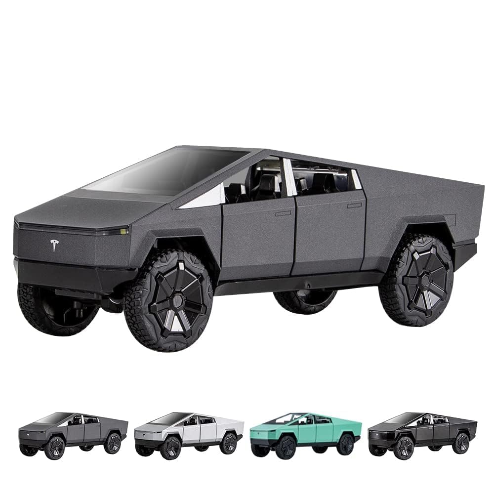 AGBO 1:24 Scale Tesla Cybertruck Model Collection Enthusiasts Toy Pull Back Pick-Up Truck with Sound and Light, Alloy Diecast Cyber-Truck Toys for Kids Gift- Multi Color