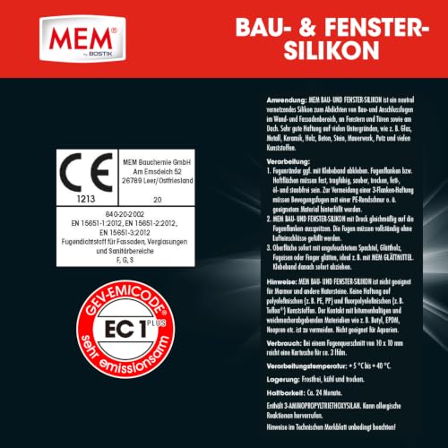 MEM Bau & Fenster-Silikon - 300 ml Kartusche – Ansicht 5