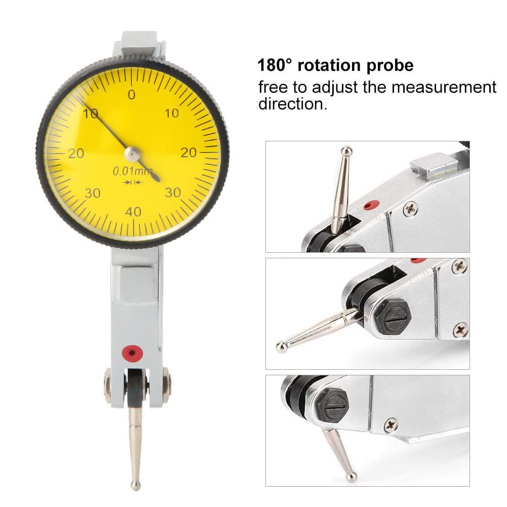 Indicatore di Prova Con Quadrante 0-0,8 mm, Indicatore di Prova Con Quadrante A Leva Con Guide A Coda di Rondine Ad Alta Precisione 0,01 mm, Calibro per Fori, per Lavorazioni Meccaniche E Ispezioni