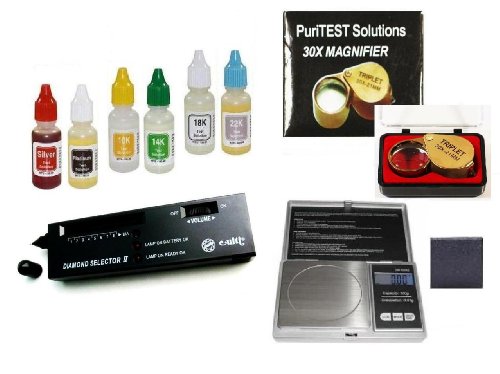 Digital Diamond Tester with Precious Metals Test Kit, Electronic Scale, Jeweler 30x Glass Loupe and More