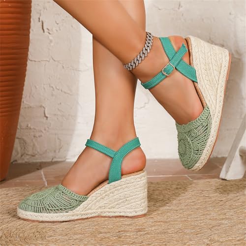 Chaussures décontractées d'été compensées : sangle réglable et bout fermé femme - 3
