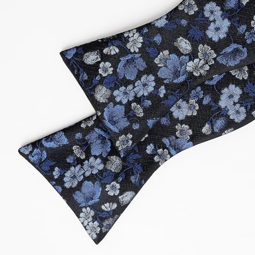 Image of Alizeal Mens 2pcs Floral Bow Tie Set | Self-tied Elegant Pocket Square Set for Wedding