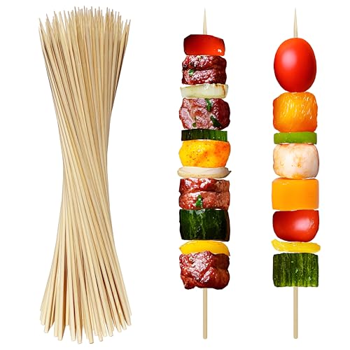 XMZY Bamboo Skewers 12 Inch Wooden Skewers Sticks for Grilling BBQ Shish Kabob Fruit Yakitori. More Size Choices 8/10 100 PCS (12inch X 3mm)