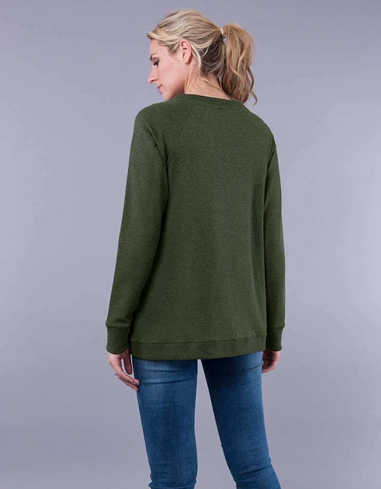Seraphine Women's Maternity & Nursing Front Wrap Sweater Olive Green at  Women’s Clothing store