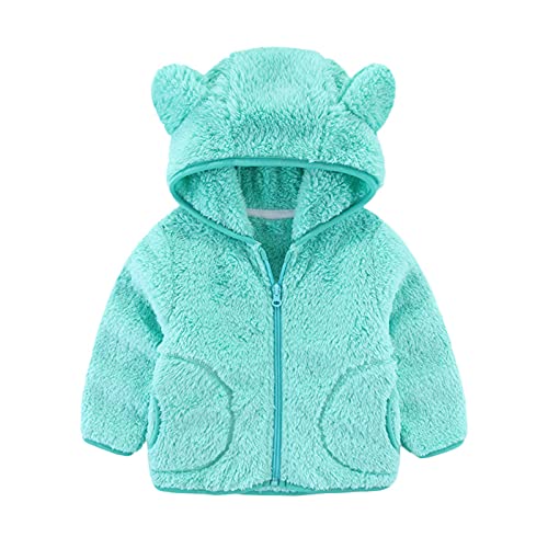 Kids Fleece Sweatshirt Jacket Zipper Up Jacket Coat Tops Autumn Winter Outerwear (Mint Green, 3-4 Years)2