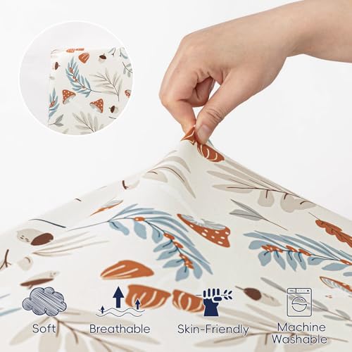 Image of PHF 3 Pack Soft Leaf&Mushroom Crib Sheets Fitted, Comfy Breathable Baby Sheets for Boys Girls, 28x52 Inches Fits Standard Crib and Toddler Mattresses, Leaf&Mushroom