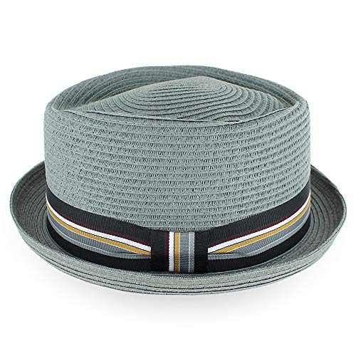 Image of Belfry Men /Women Summer Straw Pork Pie Trilby Fedora Hat in Blue, Tan, Black