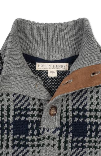 Image of Hope & Henry Boys' Mock Neck Cable Sweater with Button Placket