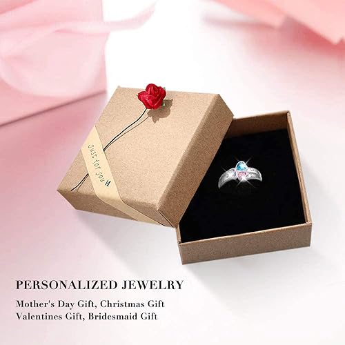 Miniatura 6 de Anillos de piedra natal personalizados para mujer, regalos personalizados para el día de la madre, anillos de promesa para madre e hija o mejor