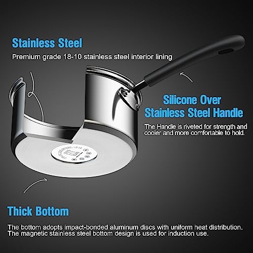 Cook N Home Professional Saucepan, 1-Qt And 2-Qt, Silver #TOP2