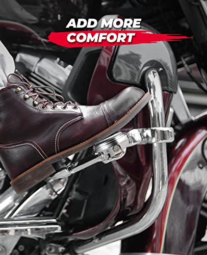 Motorcycle Highway Pegs For 1.25" Engine Guard Adjustable Foot Pegs With Flip-Out Heel Rests For Road Glide Street Glide Sportster Road King Electra Glide With 1/4 Highway Bar, Chrome #TOP1