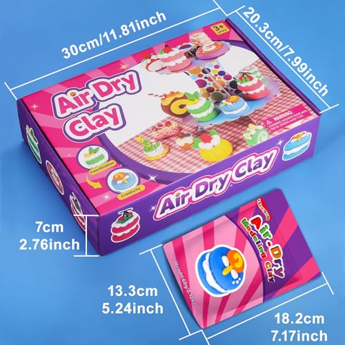 ifergoo Air Dry Clay Kit for Kids - Cakes Modeling Clay, Includes 6 Dessert Designs and Display Stand, DIY Art & Crafts School Projects, Home Party Kids Toys, Holidays Gifts for Age 3-12 Girls & Boys - Image 9