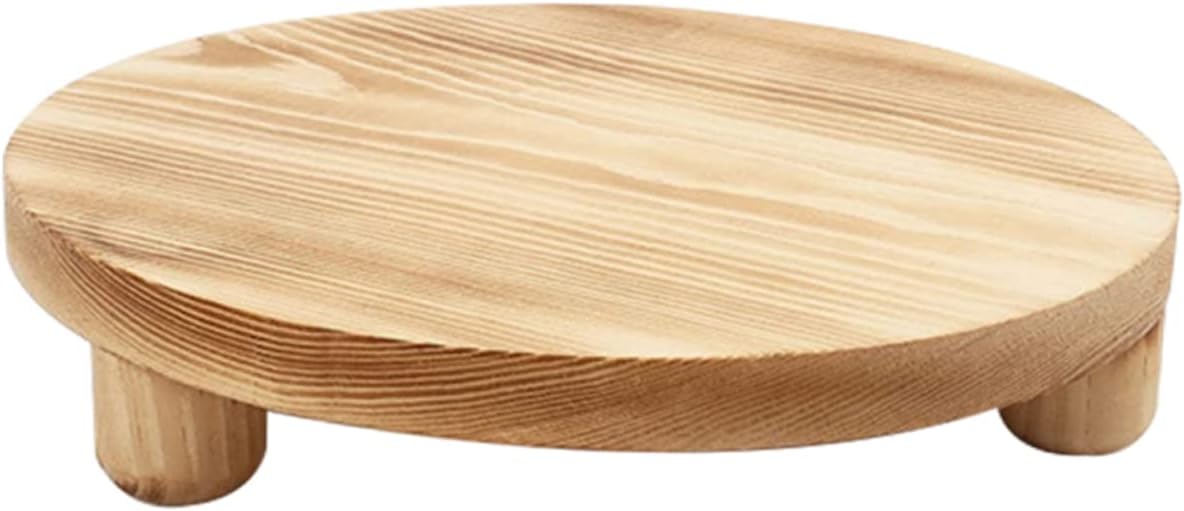 Wooden Flowerpot Riser Stand for Small Pots, Pine Beige Display