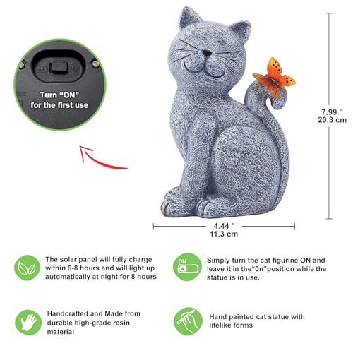 Nacome SOLAR ANIMAL STATUES Cat Outdoor Statues thumb #3