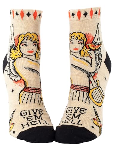 Blue Q Socks, Women's Ankle, Give 'Em Hell, Multi, 5-10
