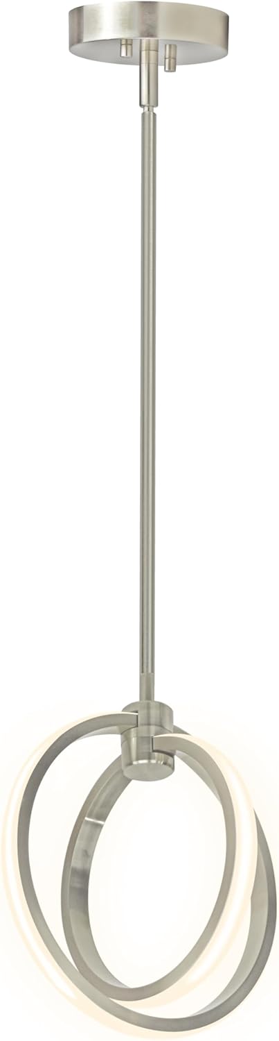 Ultralux Jaiya Orb LED Pendant - Dimmable 1150 Lumens 3000K - 20W Pendant Lighting for Kitchen Island - Hanging Light Fixtures for Hallway, Dining Room, Bar, Living Room Lighting (Brushed Nickel)