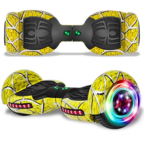 Electric Hoverboard Smart Self Balancing Scooter Hover Board 6.5 Wheel Electric Scooter for Adults and Kids (Spider-Yellow)