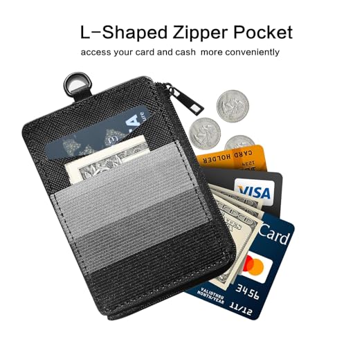 Image of FORZEN Slim Minimalist Vertical Card Holder Wallet, Pocket Credit Card Holder, Elastic Card Holder Wallets for Men & Women (Black-B)