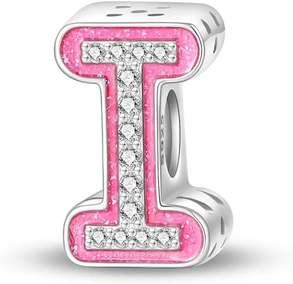 TINSLO 925 Silver 26 Letters Beads Pink Stoned Charms Women Pandora Charms Bracelets Princess Doll Style 26 Letters Beads