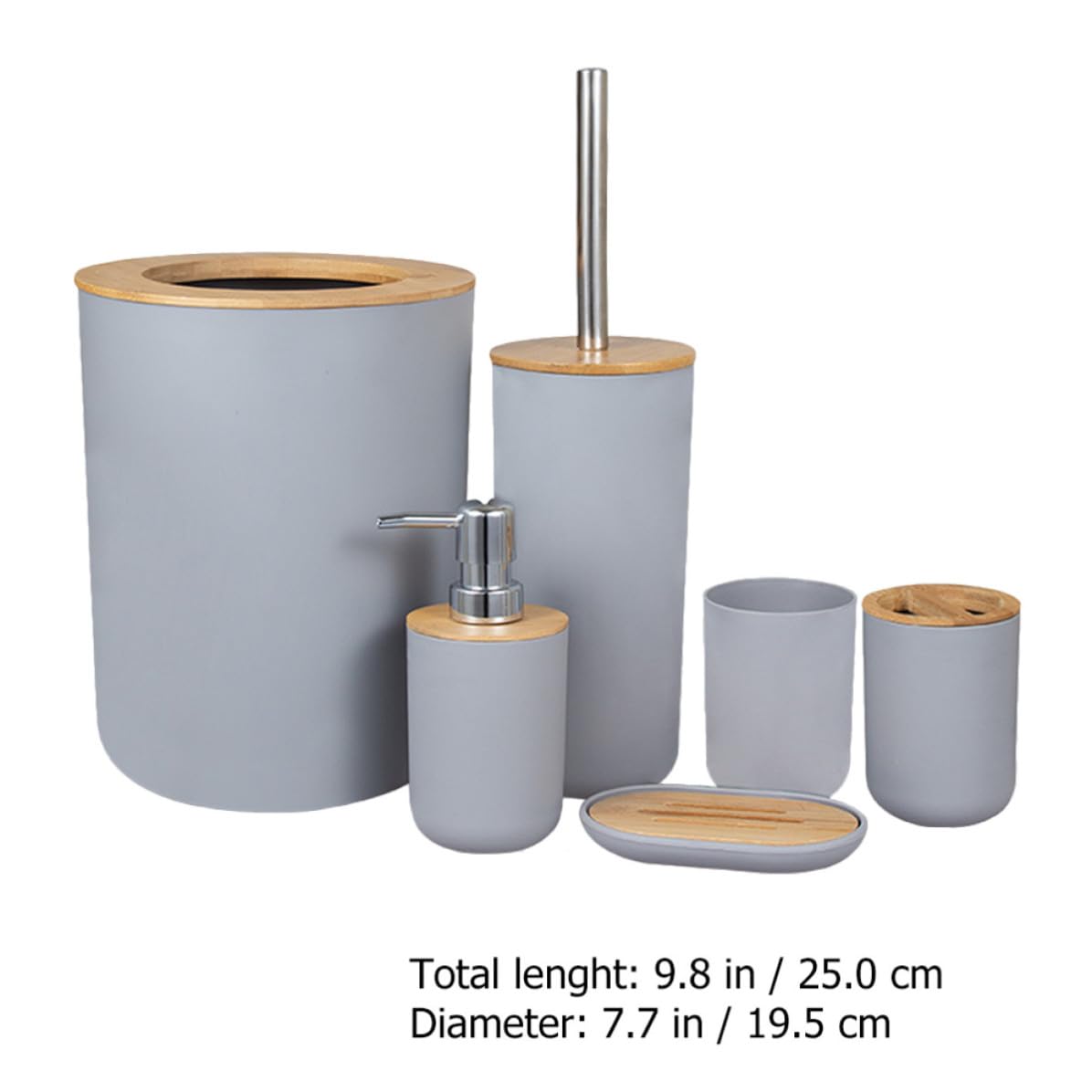 SOIMISS Conjunto de Accesorios de Baño Soporte para Cepillo de Dientes de Bambú y Plástico, Incluye Dispensador de Jabón Vaso para Enjuague Bucal, Diseño Elegante y Fácil de Transportar