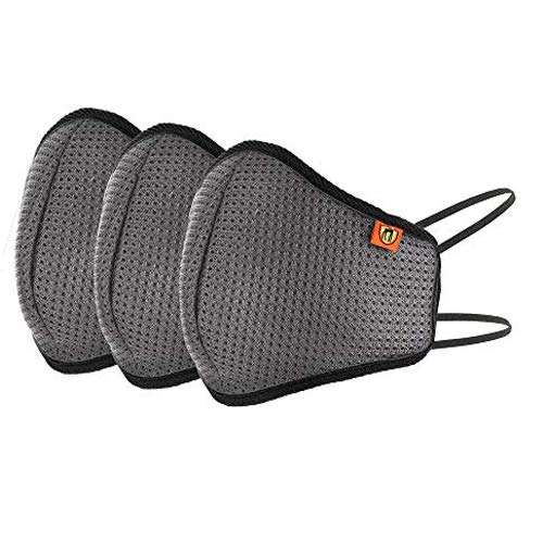 Marc Loire Unisex ISO CE Certified Reusable & Washable 5-Layered Outdoor Protection Face Mask with Improved Head Loops (Steel Grey) - Pack of 3