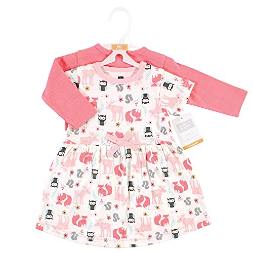 Image of Hudson Baby Girls' Cotton Dress and Cardigan Set