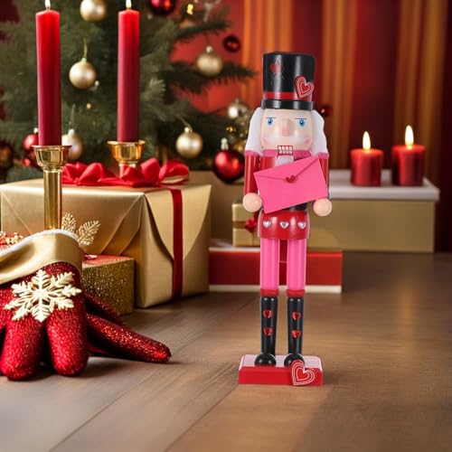 Figurine Casse-Noisette Rouge Coeur : Décoration de Noël et Bureau Artisanale - 7