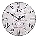 Produktbild Vevendo Wanduhr - Live Laugh Love - Holz Küchenuhr mit großem Ziffernblatt aus MDF, Retro Uhr im angesagtem Shabby Chic Design mit leisem Quarz-Uhrwerk, Ø: 32 cm