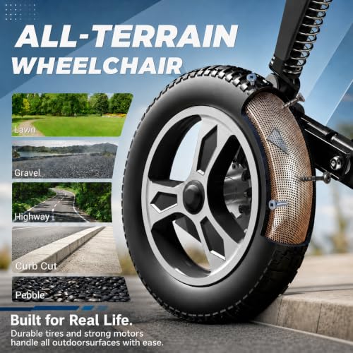 Image of Hassky Foldable Electric Wheelchair for Adults with Dual Shock Absorption