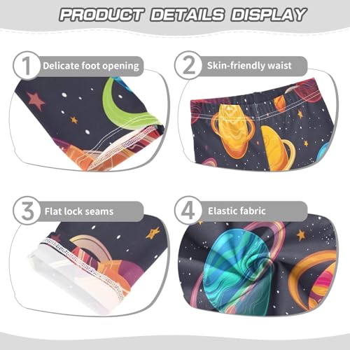 Bolaz Toddler Girls Leggings Printed Yoga Pants Leggings Blue Purple Yellow Planet for Kids3