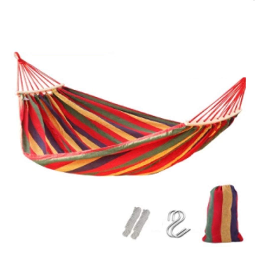 Hamac de camping rouge 200x150cm avec barre en bois XMING