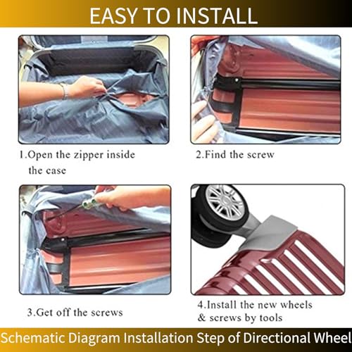 1 Pair Luggage Suitcase Wheels, Luggage Wheels Replacement Travel Suitcase Caster Wheels 360° Swivel, Trunk Luggage Wheel Spare Part Replacement for Luggage Suitcase Trolley, Mute Double Row Wheels4