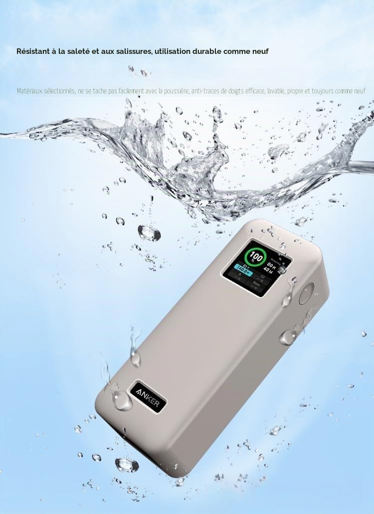 FTRONGRT Coque Compatible avec Anker Prime 27650mAH 250W Power Bank, Étanche à la Poussière, Anti-Chute, Silicone Étui de Protection Compatible avec Anker Prime 27650mAH 250W Power Bank. Gris
