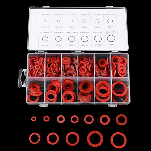 Rondelles Joint, 600pcs 12 Tailles Rouge Acier Papier Fibre Plat Rondelle Kit Isolation Rondelle Joint Écrou Boulon Ensemble Plat Anneau Joint Assortiment Kit Dur