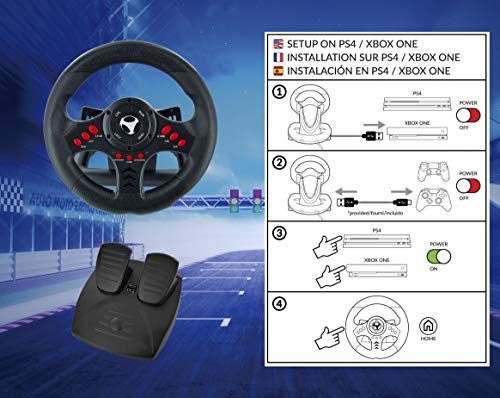 Subsonic SA5426 Racing Wheel Universal with Pedals for Playstation 4, PS4 Slim, PS4 Pro, Xbox One, Xbox One S, PS3 - Thumbnail 6