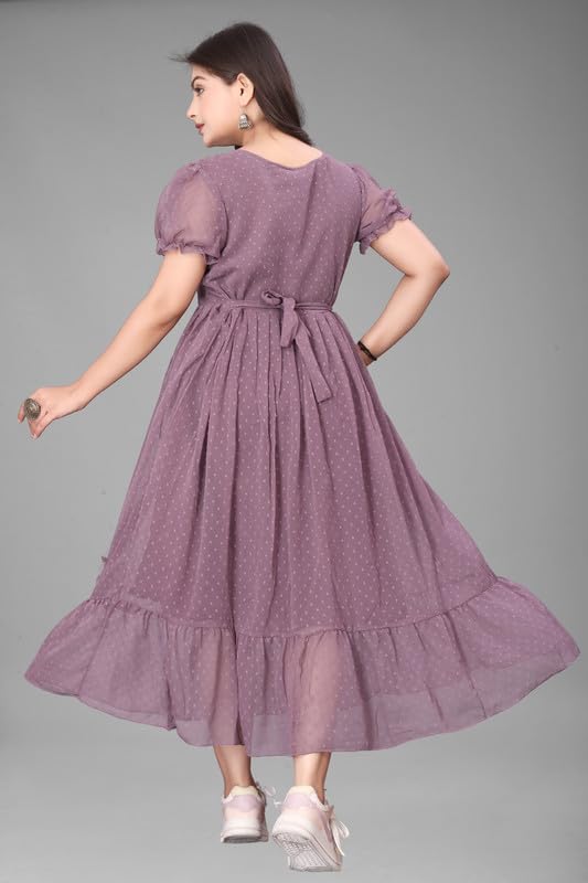 Image of Flower Printed Georgette Maxi Dress for Beautiful Women