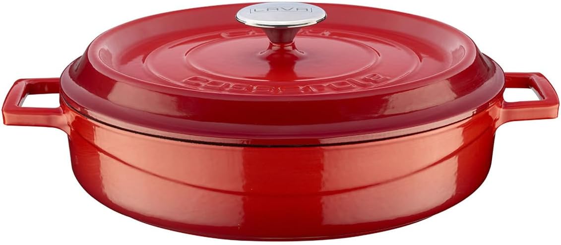 LAVA Metal Cast Iron Pot, Cast Iron, red, 28 x 36 x 13.5 cm