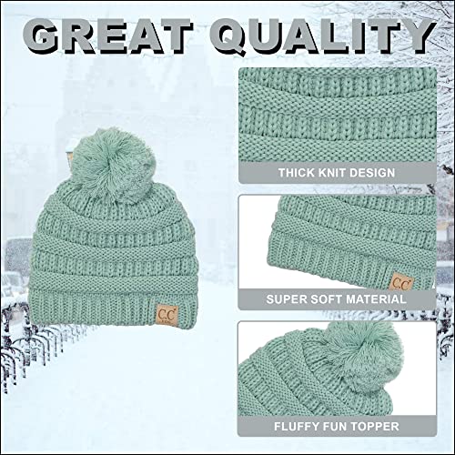 Funky Junque Girls Winter Hat Warm Knit Slouchy Toddler Kids Pom Beanie - Mint #TOP3