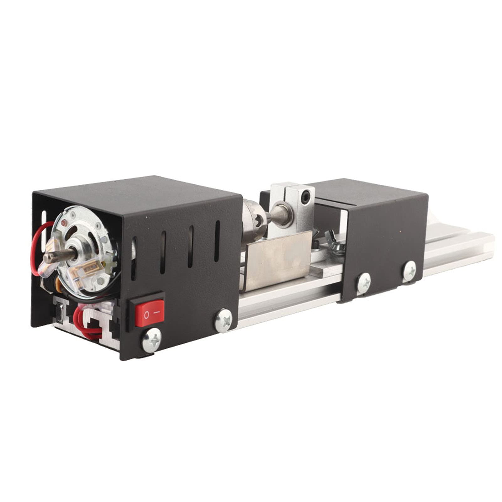 FTVOGUE Máquina de Granos Torno Cuerpo de Metal Completo Mini Bricolaje Torno de Madera Molienda Pulido Taladro Herramienta(EU plug)