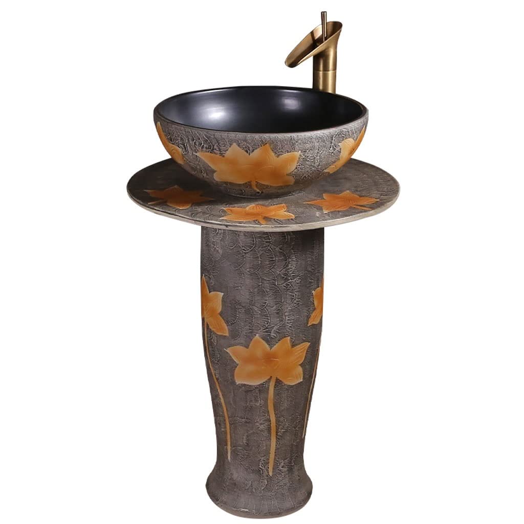 Rkvxcjhdr A Pedestal Sink Pedestal Vessel Sink Ceramic Post Washbasin Garden Rt Washbasin One-Piece Pedestal Combo Sink With Faucet Bathroom Sinks