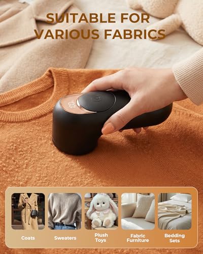 Lint Remover, Bobble Remover for Clothes, Rechargeable Fabric Shaver with LED Display & 3 Speeds, Effectively Sweater Defuzzer Remove Fluff, Lint, and Bobbles, Black, 1 pcs - Image 6