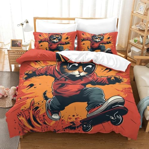Parure de lit chaton 3D microfibre douce pour chambre ado douce - 2