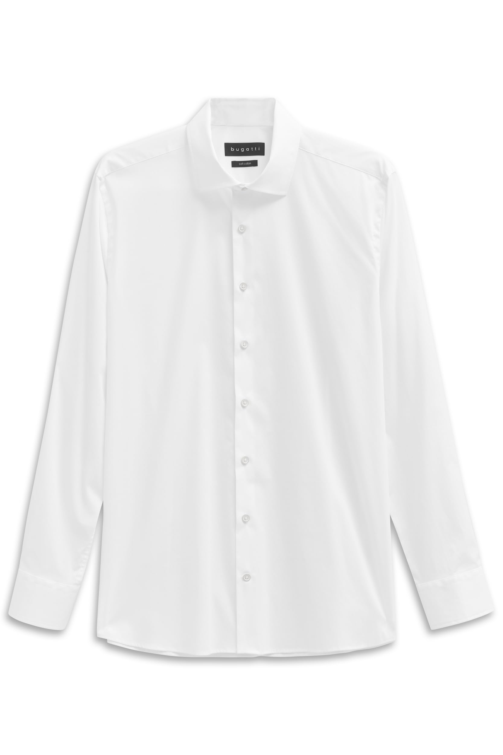 bugatti Men's Shirt Kent Collar Modern Fit, 10-White, L