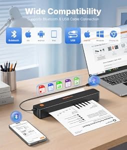 Rongta Thermal Portable Printers Wireless for Travel, Bluetooth Mobile Printer, Inkless Printer for School/Office/Home Use, Compatible with Android, iOS & Laptop(Black) — photo 2 of 6