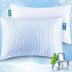 QUTOOL Shredded Memory Foam Pillows King Size Set of 2, Cooling Pillows for Sleeping, Adjustable Bed Pillow for Side Back Stomach Sleepers, Soft Supportive Pillow with Removable Washable Cover