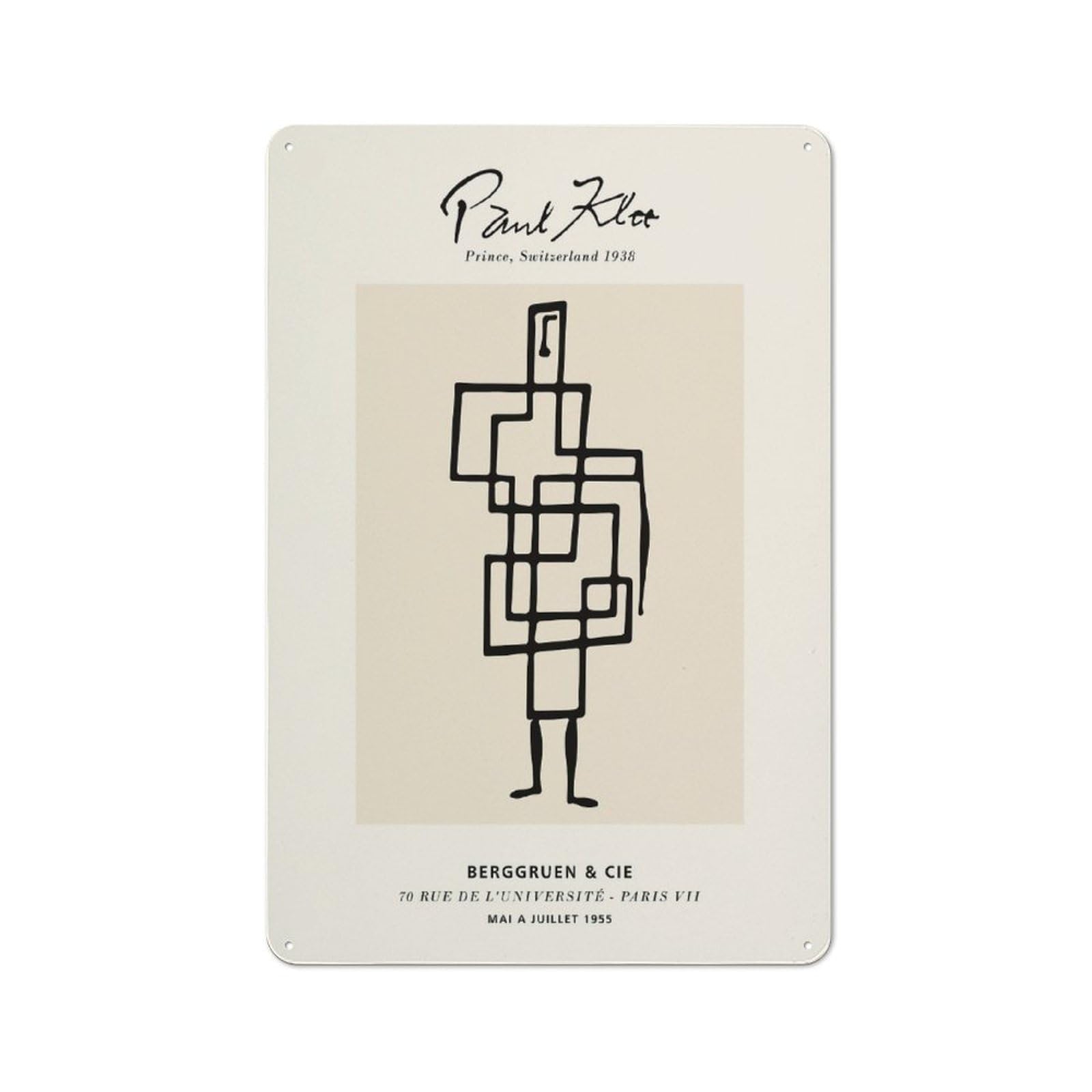 Junmoney Style-14 Tin Wall Plaque 30X20cm With Paul Klee Prince For Studio Or Craft Room, For Kitchen, Dining Room And Home Bar Wall Decor